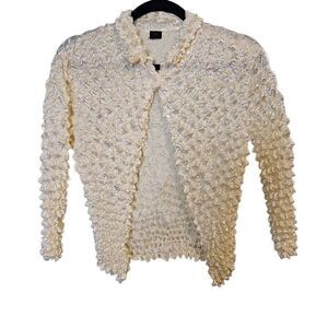 Magic Scarf, ivory cardigan.  Size M. #881